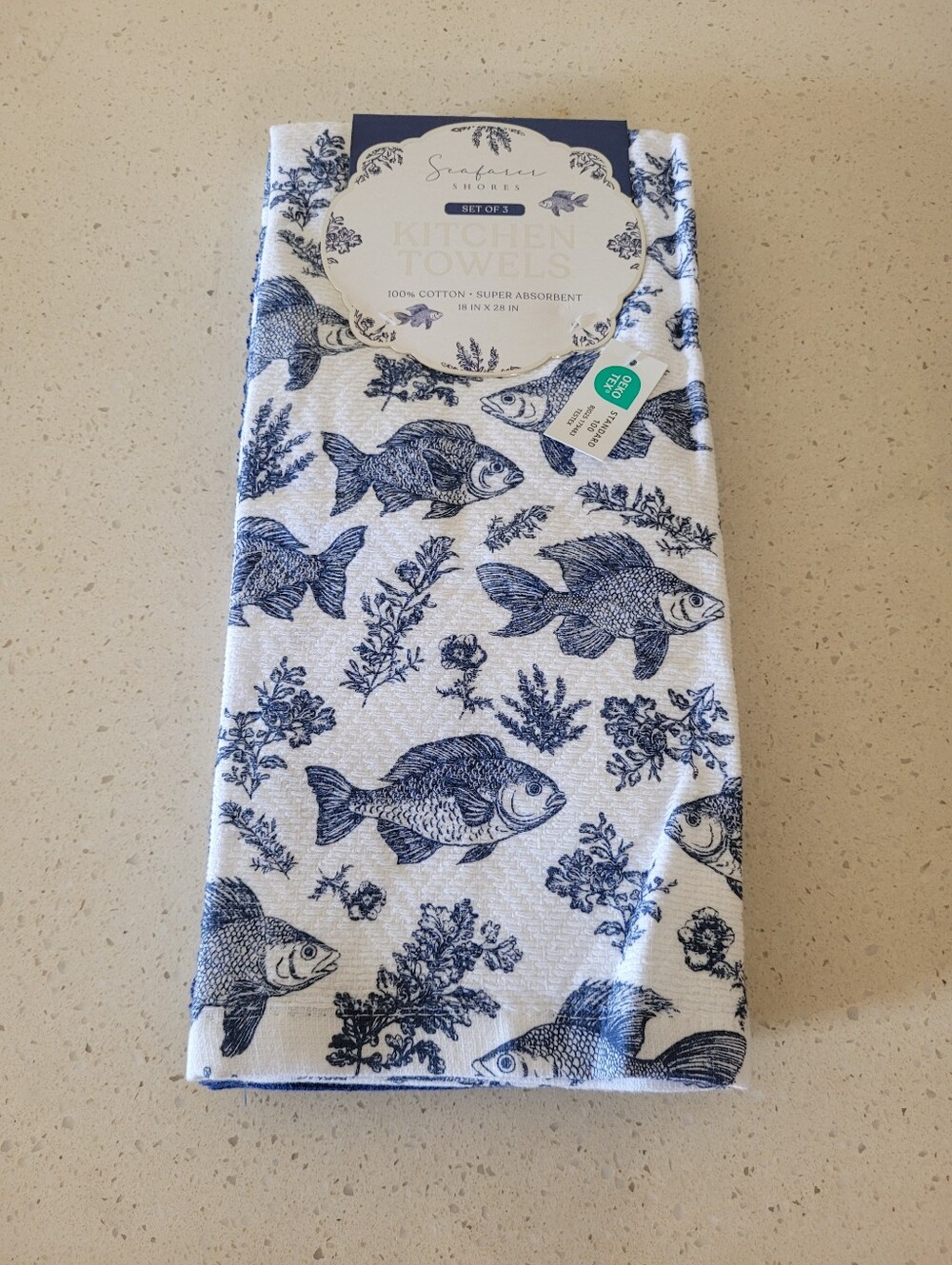 Seafarer Shores Coastal Blue Fish Kitchen Towels - Set of 3